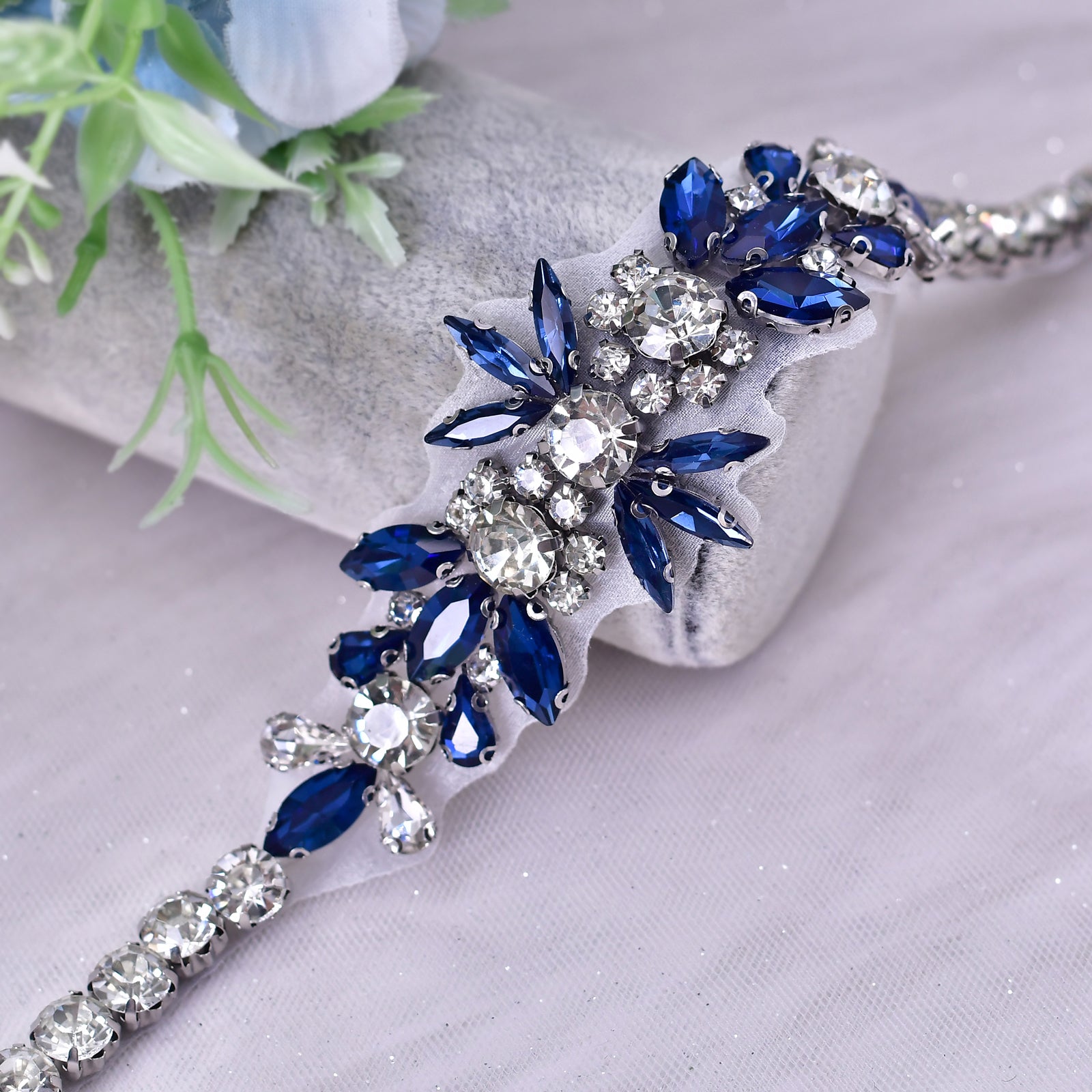 BS166ML-Nave Blue blue rhinestone belt