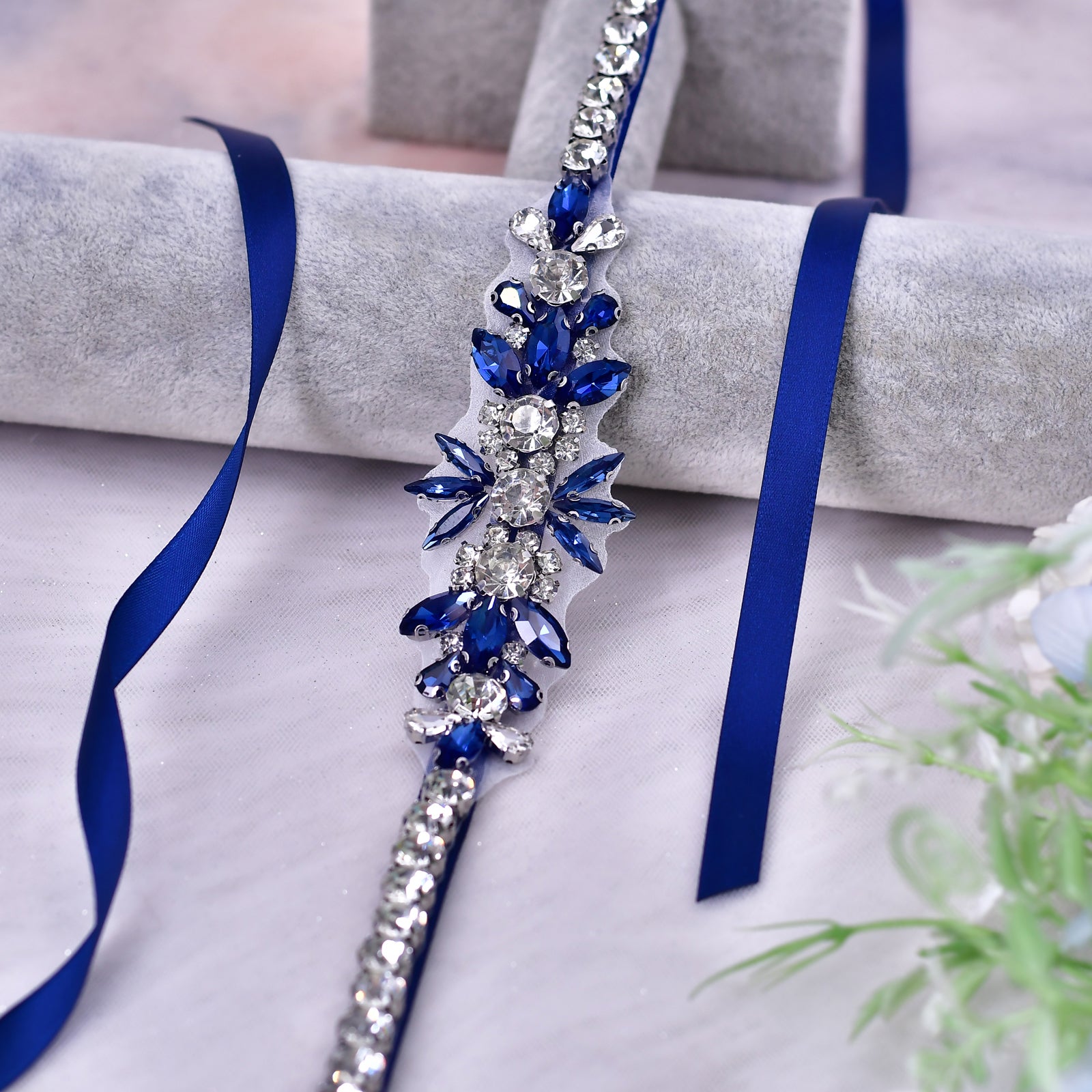 BS166ML-Nave Blue blue rhinestone belt