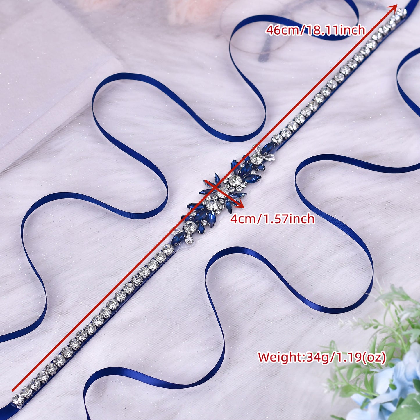 BS166ML-Nave Blue blue rhinestone belt