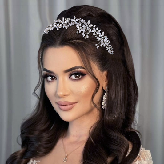 BRIDELLA BHP128 Wedding Headband with Combs Woman Hair Clip Bride Tiara Headpiece Rhinestone Bridal Headwear Accessories