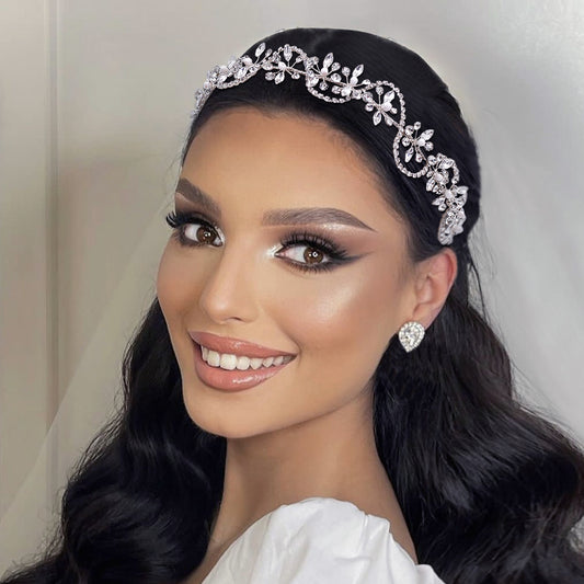 BRIDELLA BHP266 Silvery Wedding Luxurious Headpiece Bride Rhinestones Headband Banquet Party Hair Accessories Woman Shining Hair Band