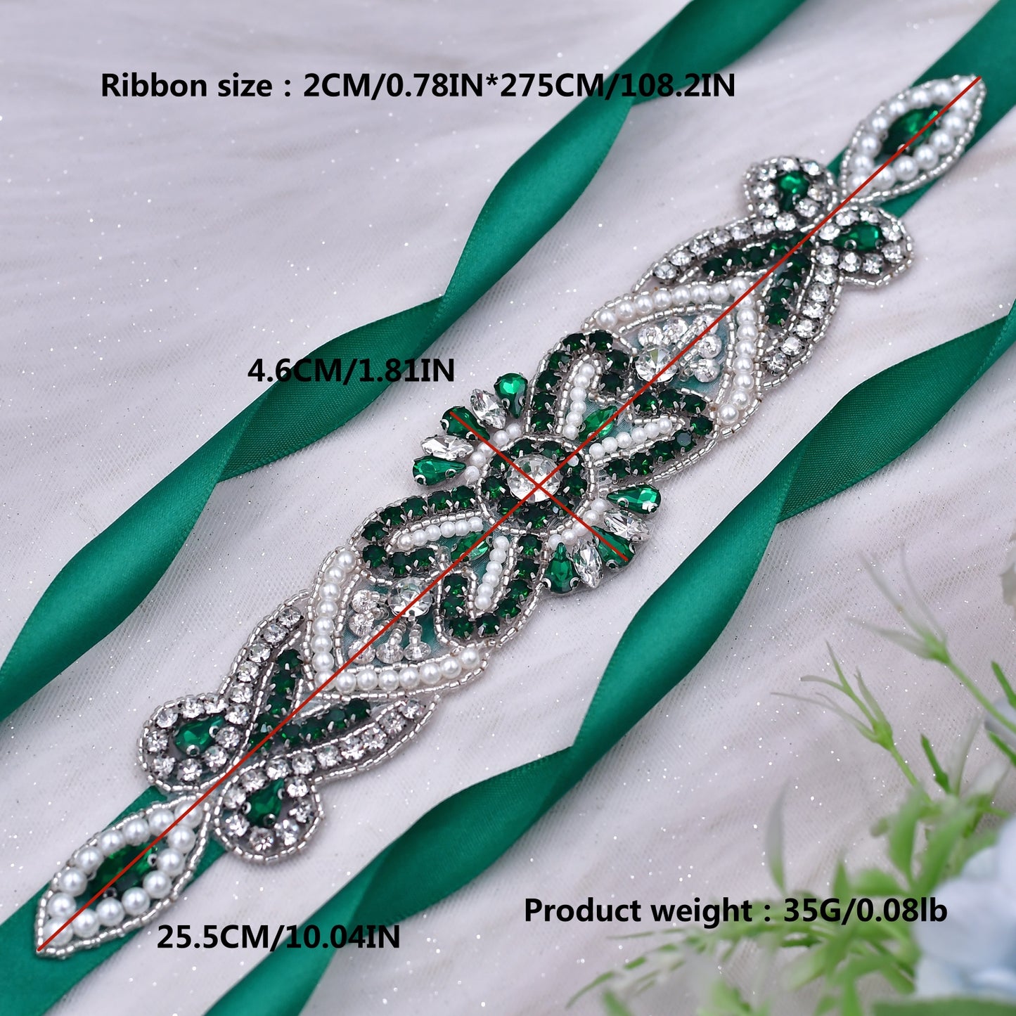 BRIDELLA BS208KL Green Tie-Drape Dress Belt Womens Wedding Jewelry