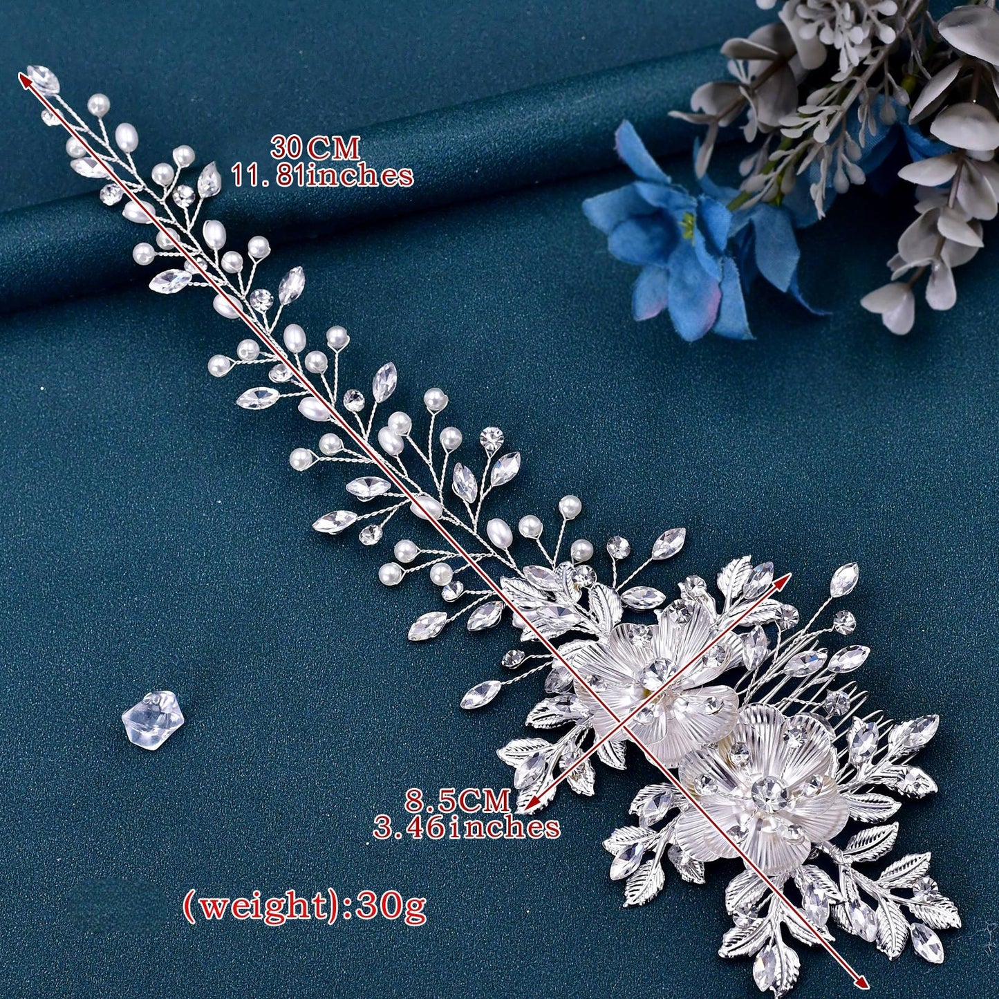 BRIDELLA BHP511  Alloy Flower Wedding Headband with Comb Elegant Pearls Bride Headpiece Girls Woman Headwear Bridal Hair Jewelry