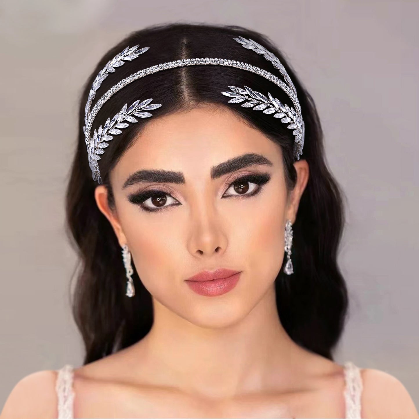 BRIDELLA BHP528 Silvery Rhinestone Headband for Woman Bridal Headpieces Wedding Hair Accessories Party Brides Hairbands Girls Headdress