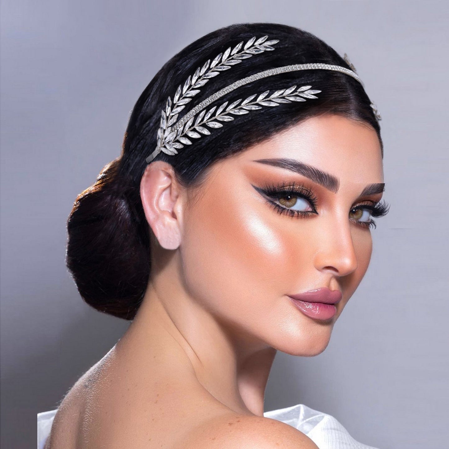 BRIDELLA BHP528 Silvery Rhinestone Headband for Woman Bridal Headpieces Wedding Hair Accessories Party Brides Hairbands Girls Headdress