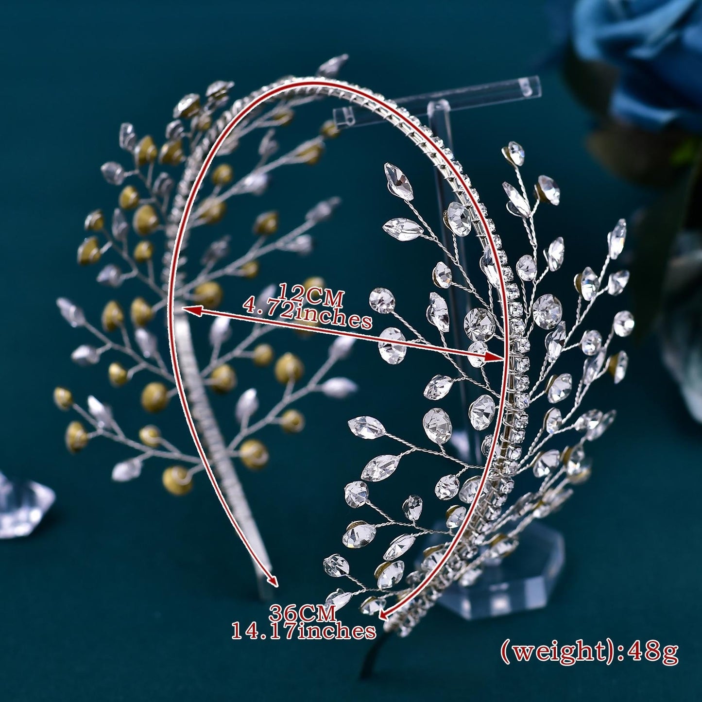 BRIDELLA BHP534 Rhinestone Bridal Headband Women Hair Hoop Wedding Tiara Hair Accessories Party Girls Headwear Bride Headdress