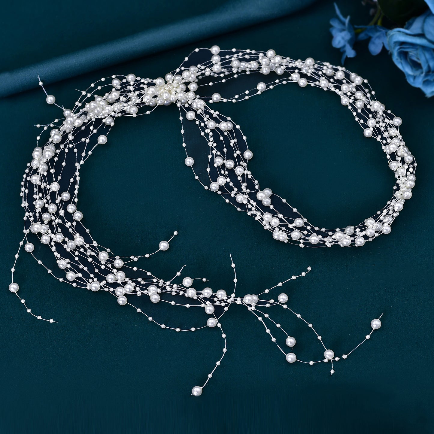 BRIDELLA BHP538 Wedding Bridal Headpiece Bridesmaid Hair Accessories Bride Pearl Headband Woman Hair Vine Beaded Tassel Wreath