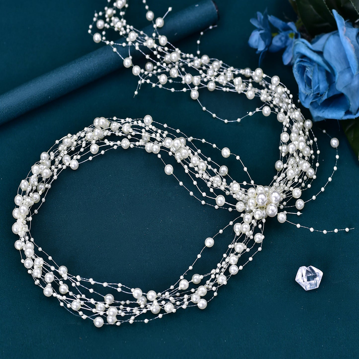 BRIDELLA BHP538 Wedding Bridal Headpiece Bridesmaid Hair Accessories Bride Pearl Headband Woman Hair Vine Beaded Tassel Wreath