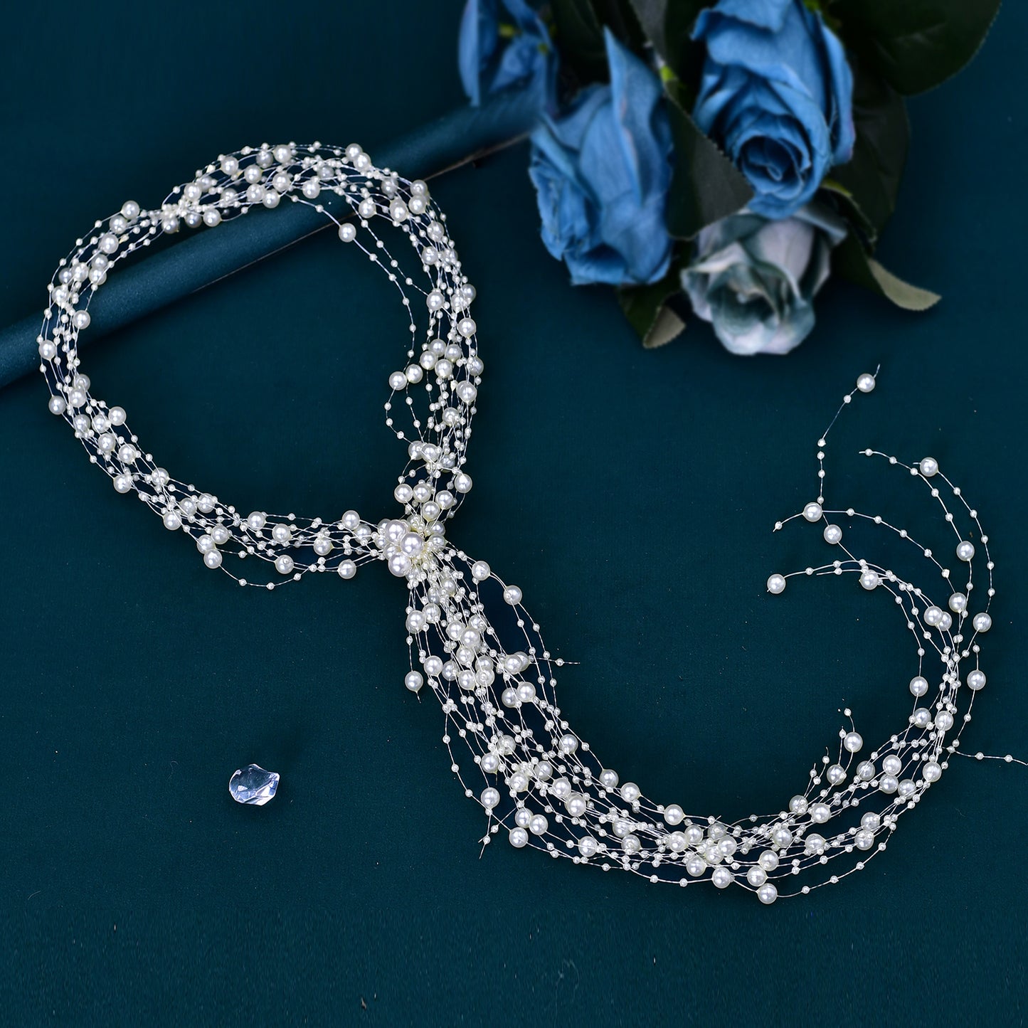 BRIDELLA BHP538 Wedding Bridal Headpiece Bridesmaid Hair Accessories Bride Pearl Headband Woman Hair Vine Beaded Tassel Wreath