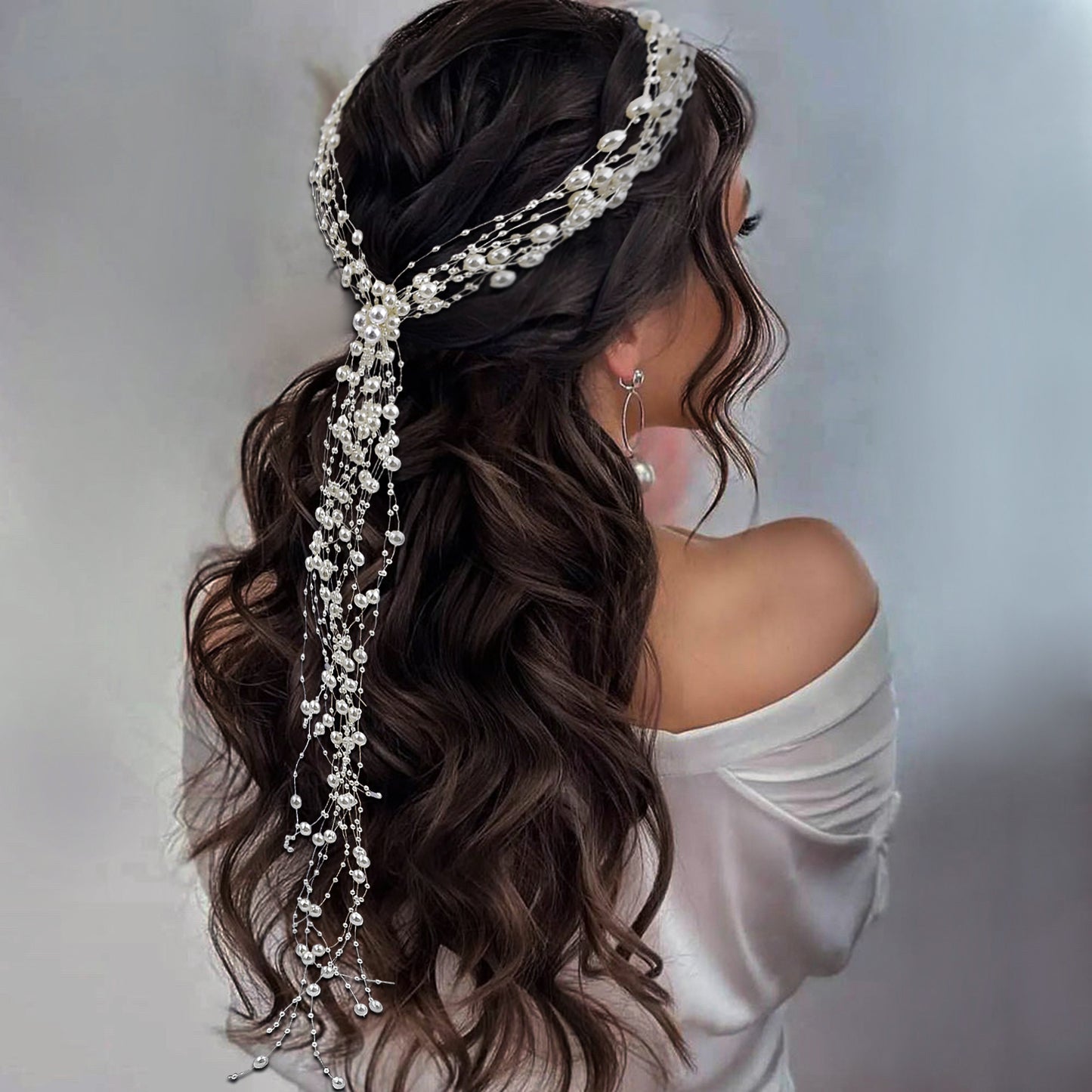 BRIDELLA BHP538 Wedding Bridal Headpiece Bridesmaid Hair Accessories Bride Pearl Headband Woman Hair Vine Beaded Tassel Wreath