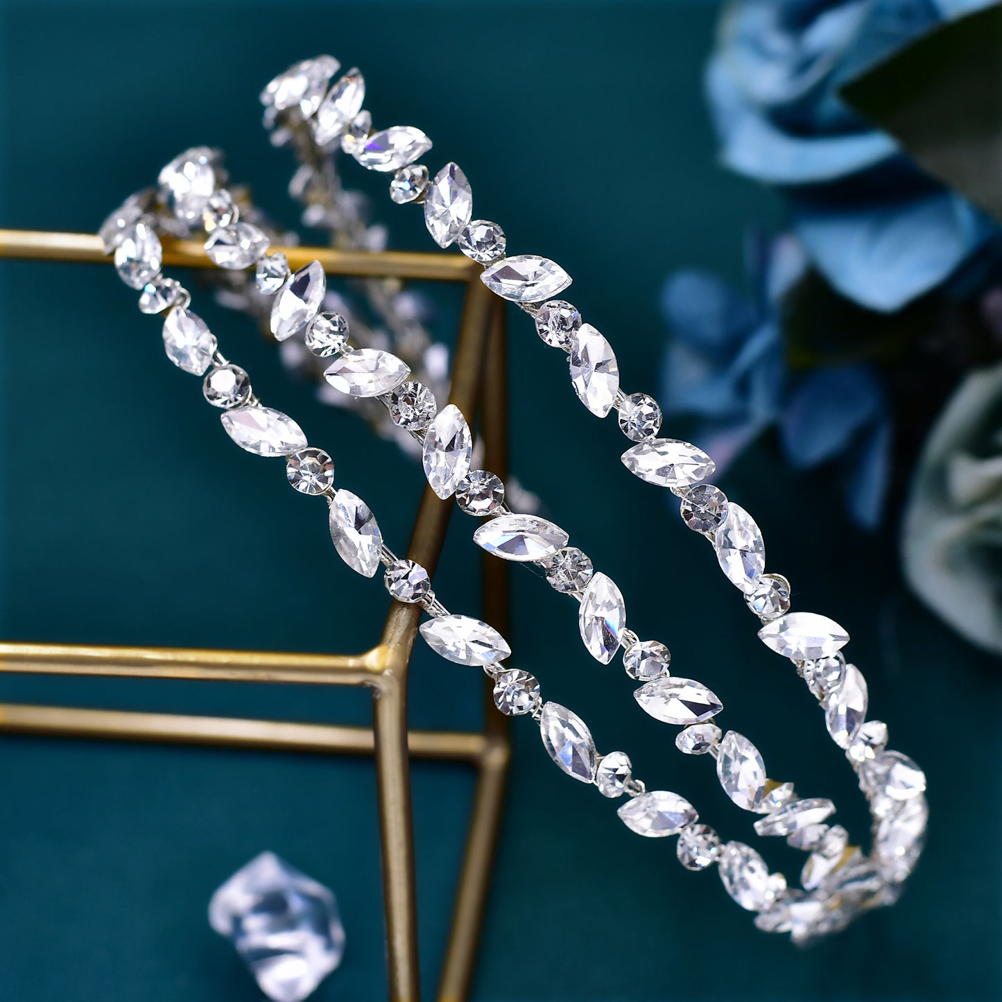 BRIDELLA BHP579 Three Layer Rhinestone Bridal Headband Handmade Diamond Wedding Hairhoop and Hair Accessory
