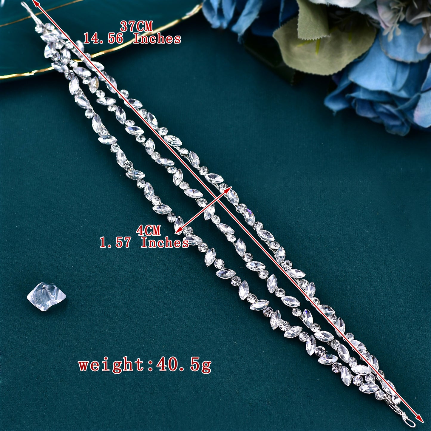BRIDELLA BHP579 Three Layer Rhinestone Bridal Headband Handmade Diamond Wedding Hairhoop and Hair Accessory