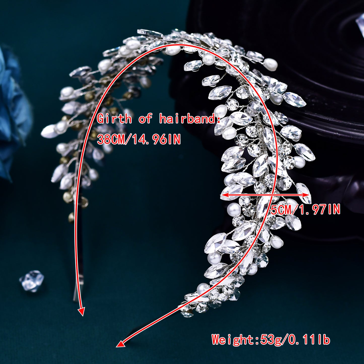 BRIDELLA BHP608 Wedding Rhinestone Pearls Headband Bridal Luxury Headwear Woman Party Hair Accessories Bridesmaid Shiny Hair Hoop