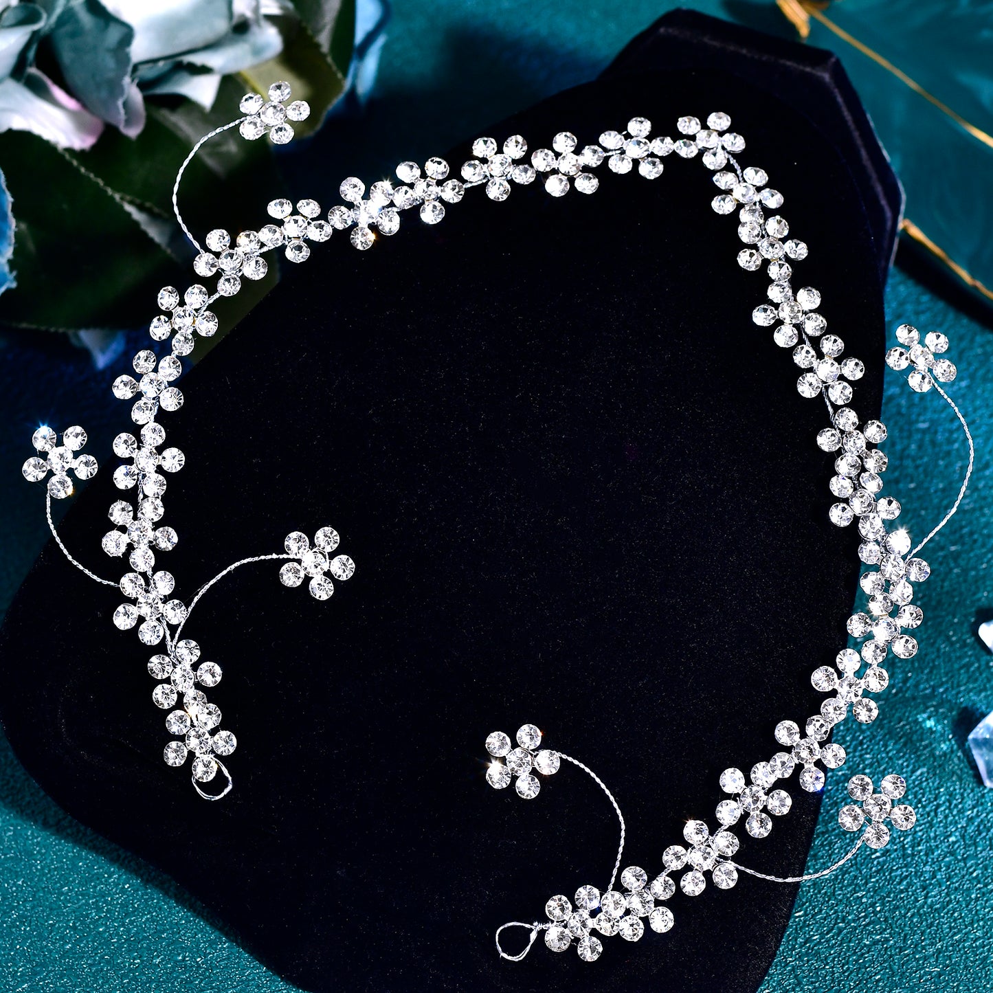 BRIDELLA BHP823 Rhinestone Flower Forehead Bridal Headband Bohemian Bride Headpiece Woman Wedding Headpieces Hair Accessories