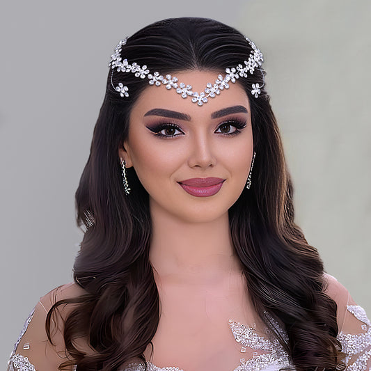 BRIDELLA BHP823 Rhinestone Flower Forehead Bridal Headband Bohemian Bride Headpiece Woman Wedding Headpieces Hair Accessories