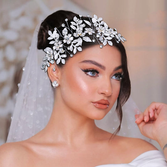 BHP843-S silver rhinestone hair comb