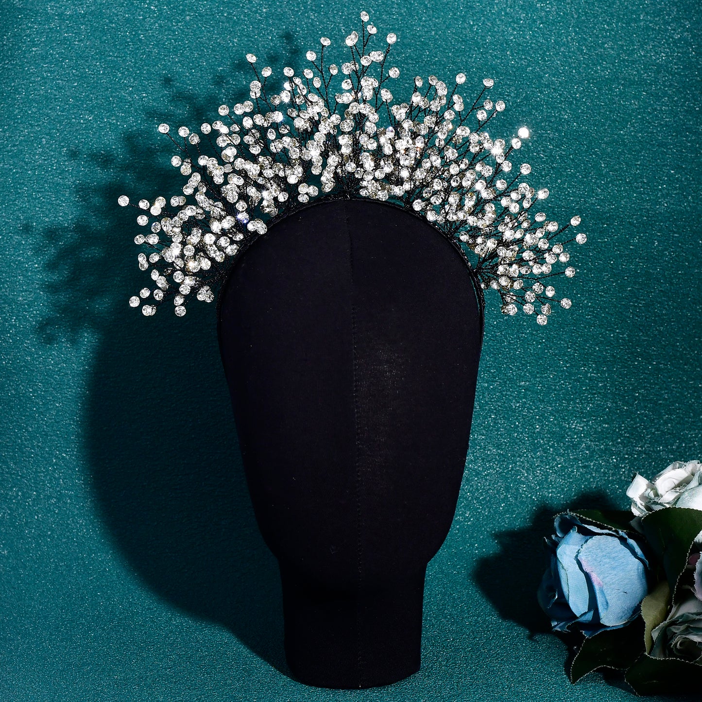 BRIDELLA BHP846 Handmade Rhinestone Bridal Crown Hairpiece Luxury Boho Wedding Hair Jewelry for Bride Party Headband Accessories