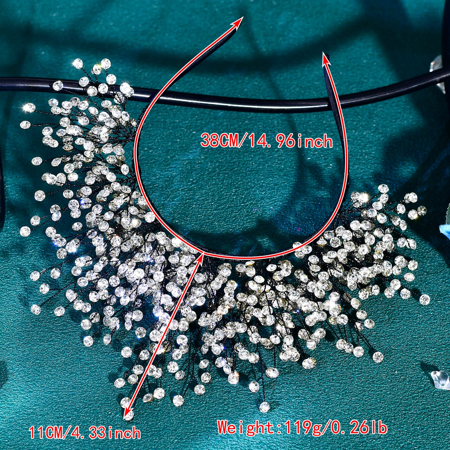 BRIDELLA BHP846 Handmade Rhinestone Bridal Crown Hairpiece Luxury Boho Wedding Hair Jewelry for Bride Party Headband Accessories