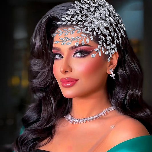 BRIDELLA BHP852 Wedding Shiny Hair Accessories Trendy Rhinestone Bride Headband Party Headpiece Ladies Handmade Holiday Gifts