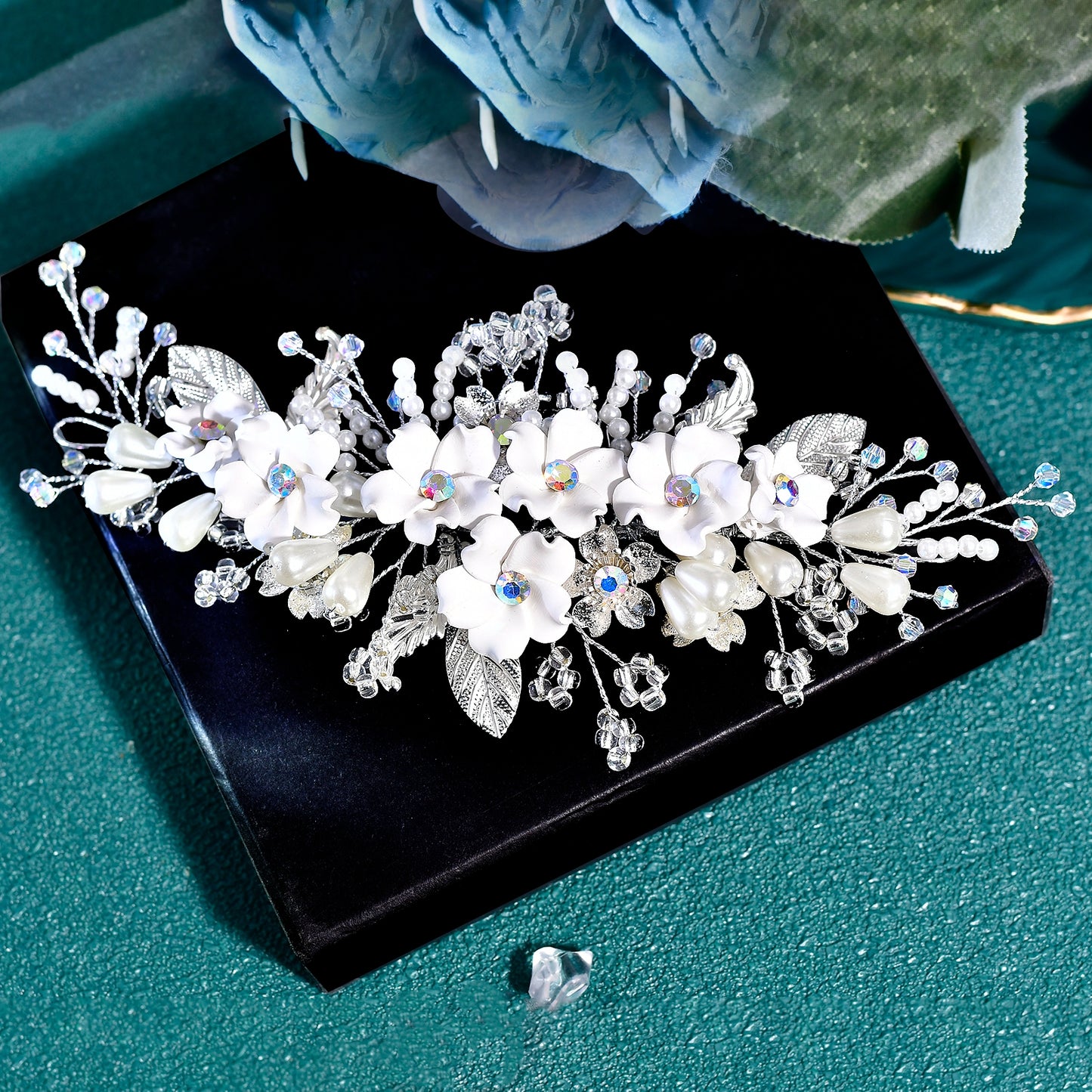 BRIDELLA BHP856 Foam Flowers Bridal Hair Comb Wedding Hair Accessories Banquet Party Headwear Bridesmaid Bride Headdress