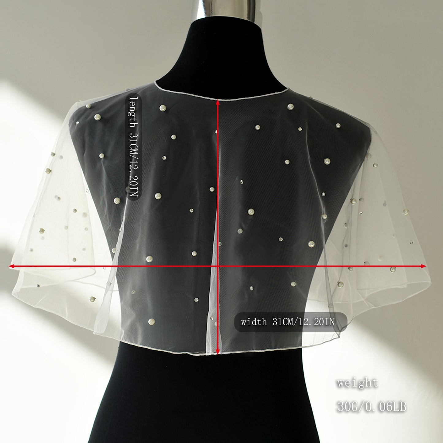 BRIDELLA BMG02 Short Pearl Rhinestone Bride Shawl Wedding Accessories Woman Cape Short Coat Pin Fix Party Strapless Dress