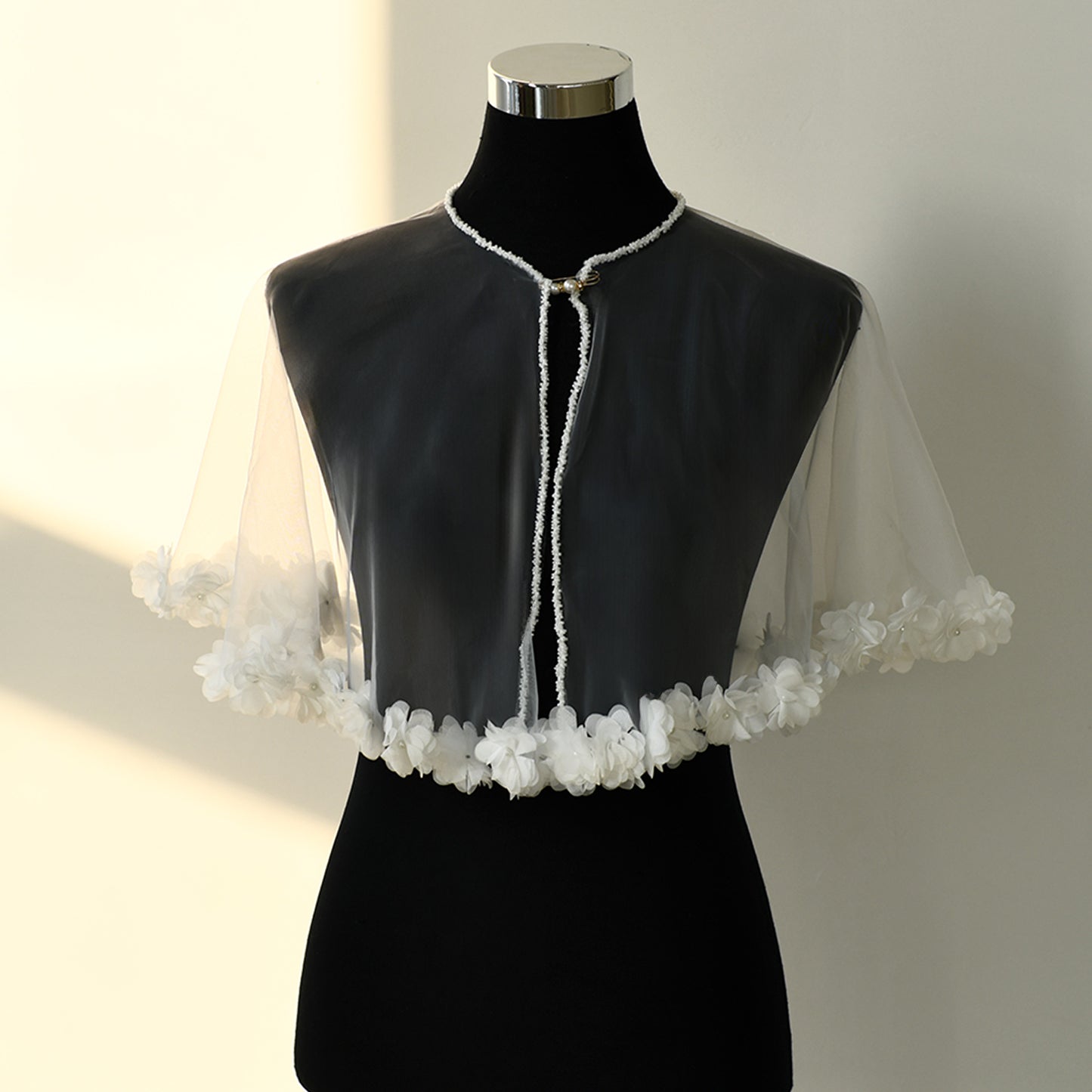 BRIDELLA BMG51 Short 3d Lace Bride Shawl Wedding Accessories Soft Chiffon woman Waistcoat Cape Cardigan