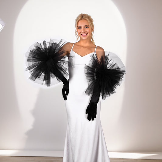 MM10-B black satin mesh gloves