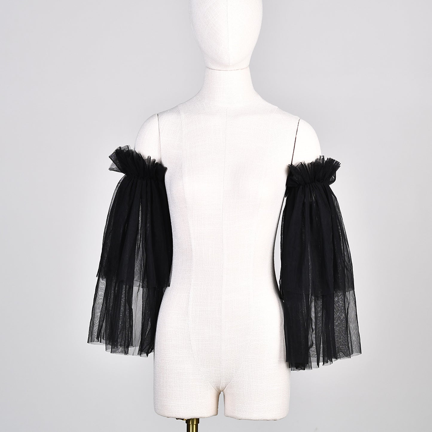 BRIDELLA BMM20 Black Bridal Sleeves Double Tulle Wedding Gloves Short Wedding Accessories Women's Arm Decorations