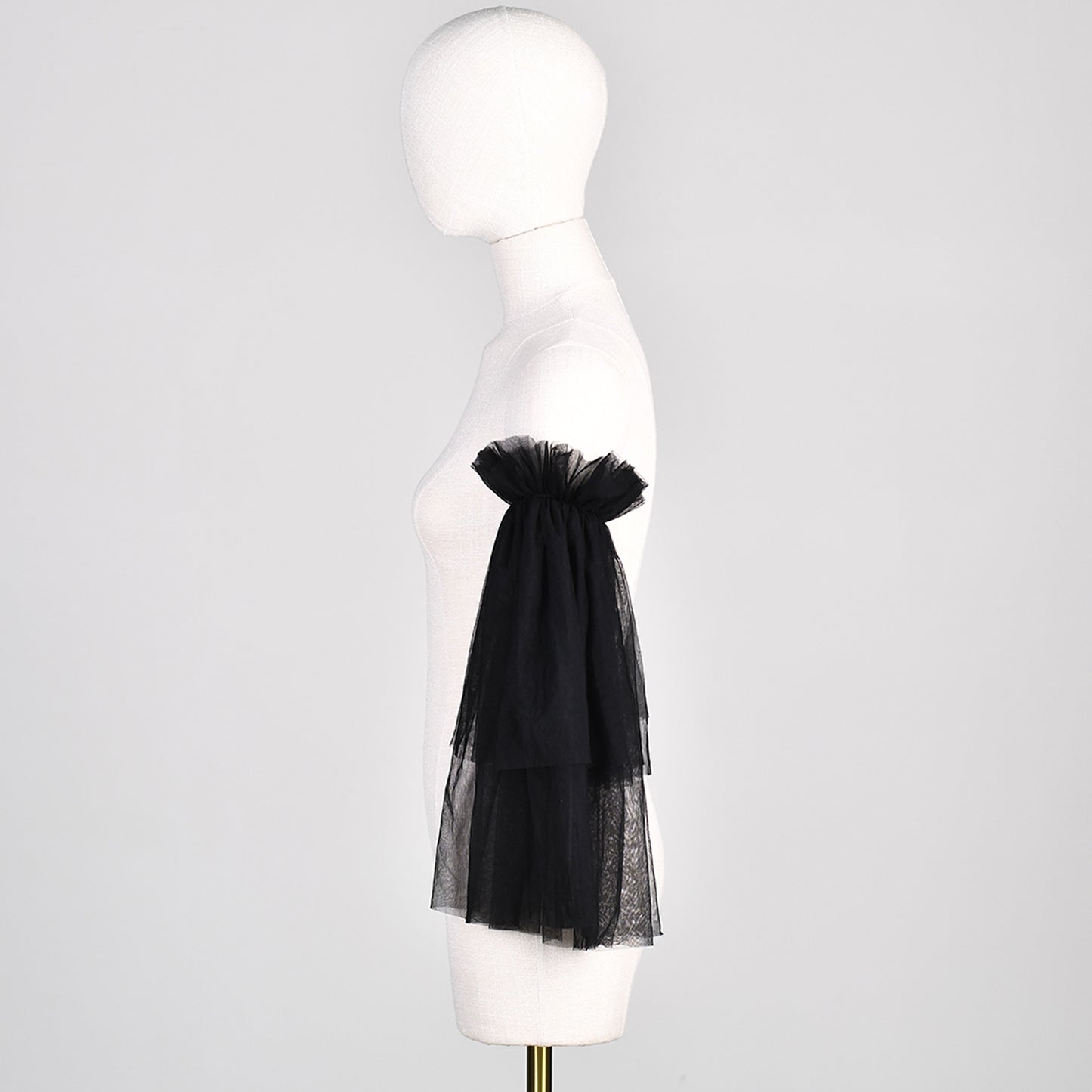 BRIDELLA BMM20 Black Bridal Sleeves Double Tulle Wedding Gloves Short Wedding Accessories Women's Arm Decorations