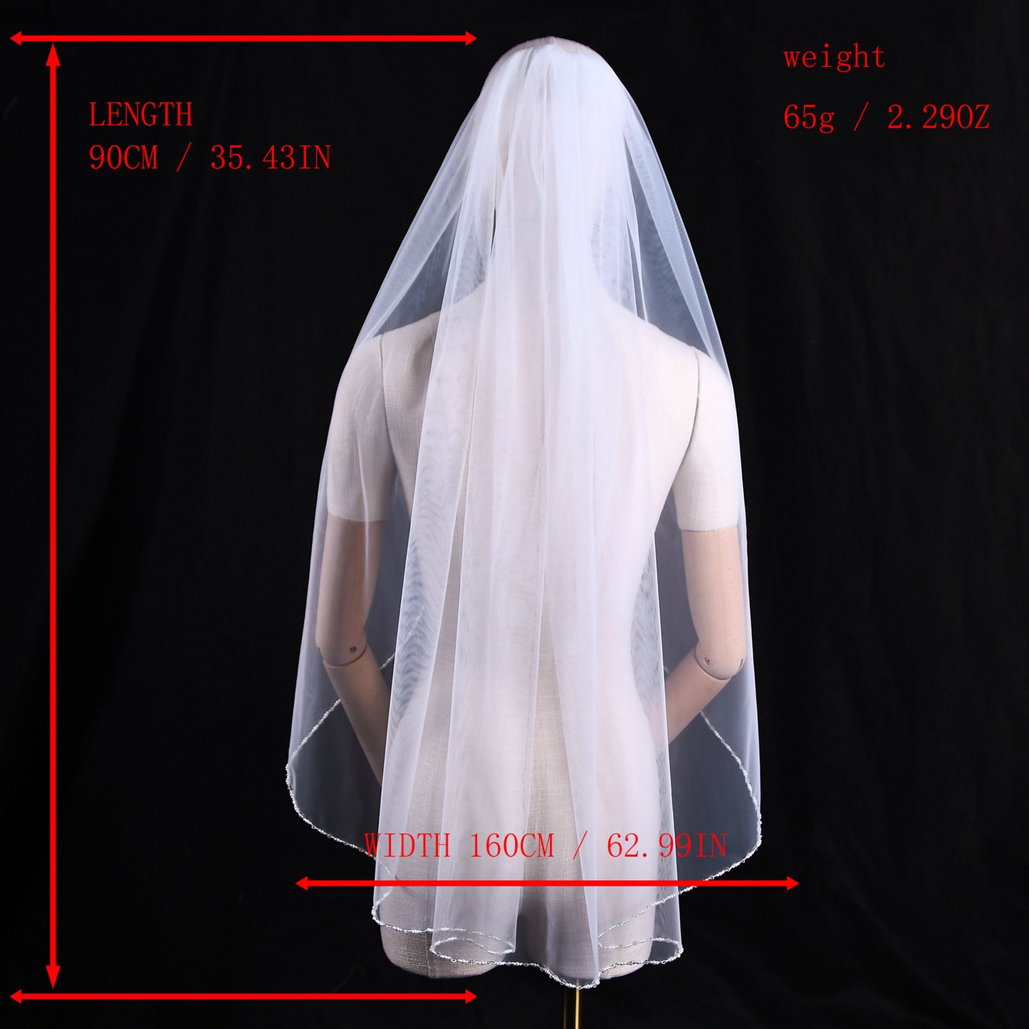 BRIDELLA BV107 1 Piece Handmade Crystal Beaded Bridal Veil With Comb Suitable For Weddings Parties Photo Shoots Fingertip Length
