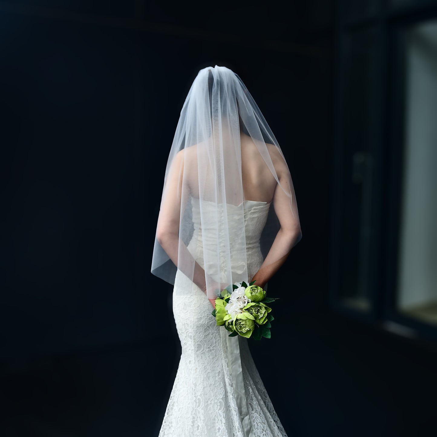 BRIDELLA BV30 Pure Color Simple Transparent Bridal Veil Single Layer Fingertip Long Comb Wedding Veil