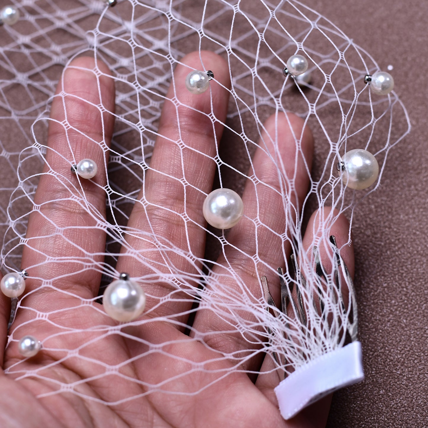 BRIDELLA BVA05 Vintage Bridal Cage Fishnet Veil with Two Combs Prom Party Hair Accessories