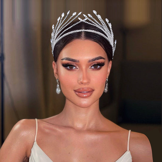 BRIDELLA BHP640 Crown Hair Hoop Rhinestone Shiny Wedding Headband Hair Accessorie Headdress For Elegant Woman Party