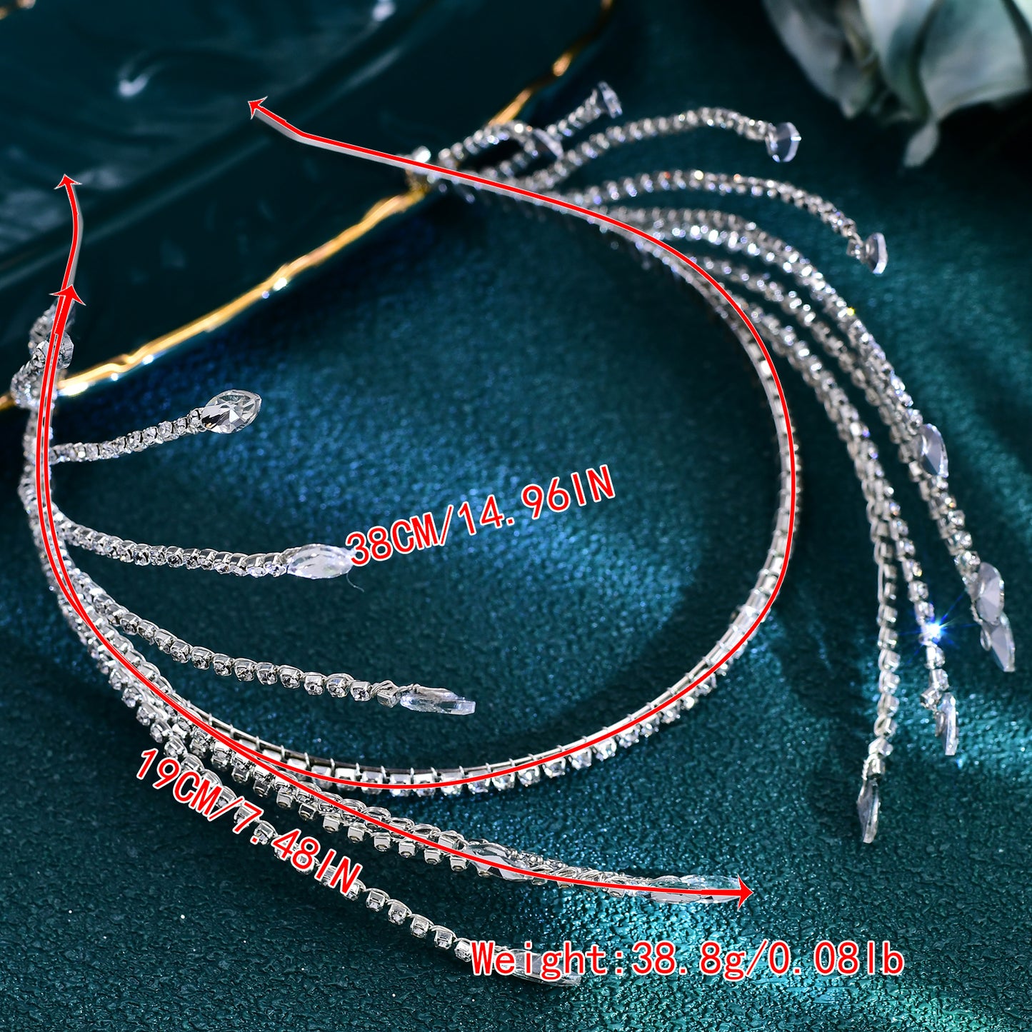 BRIDELLA BHP640 Crown Hair Hoop Rhinestone Shiny Wedding Headband Hair Accessorie Headdress For Elegant Woman Party