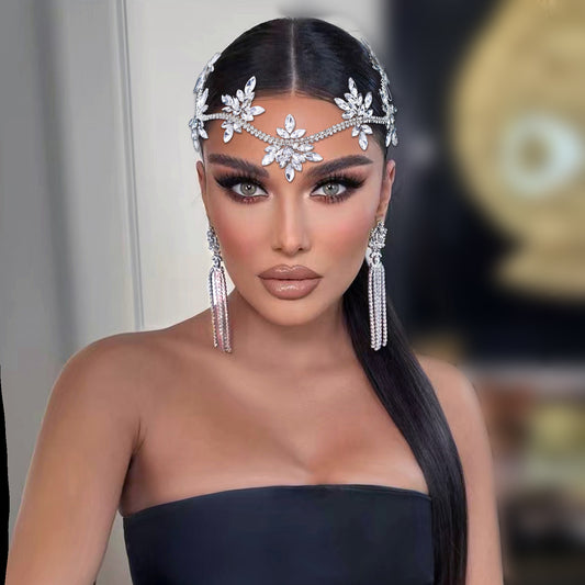 BRIDELLA BHP618 Rhinestone Hair Comb Bridal Forehead Hair Pieces Handmade Crystal Flowers Woman Wedding Hair Accessory Pageant Headband