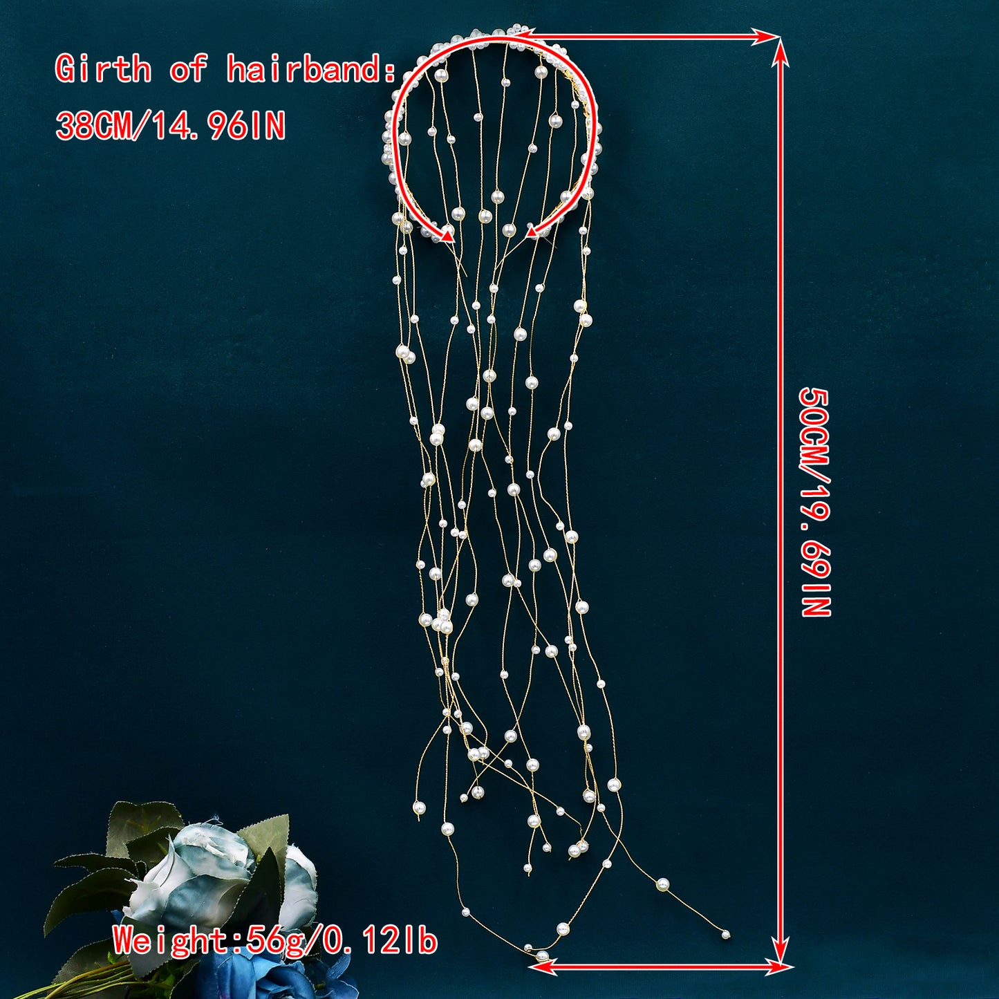 BRIDELLA BHP610  Pearls Tiara Tassels Chain Wedding Headband Handmade Beaded Bridal Headwear Woman Wedding Hair Accessories