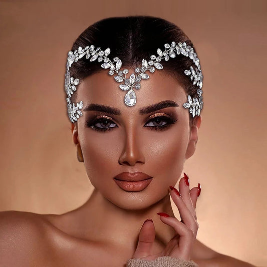BRIDELLA BHP599  Forehead Headband Sparkling Rhinestone Headpieces For Wedding Women Prom Party Head Jewelry Accessories