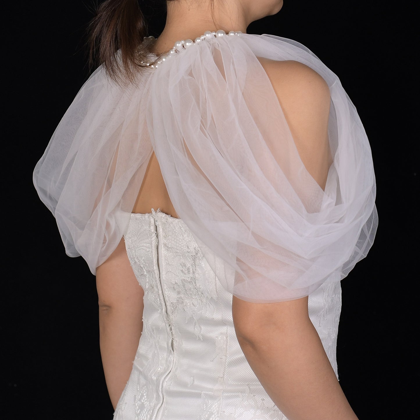 BRIDELLA BVG90 Fashionable Women's Shawl Pullover Off-Shoulder Short Top With Shoulder Covering Decoration
