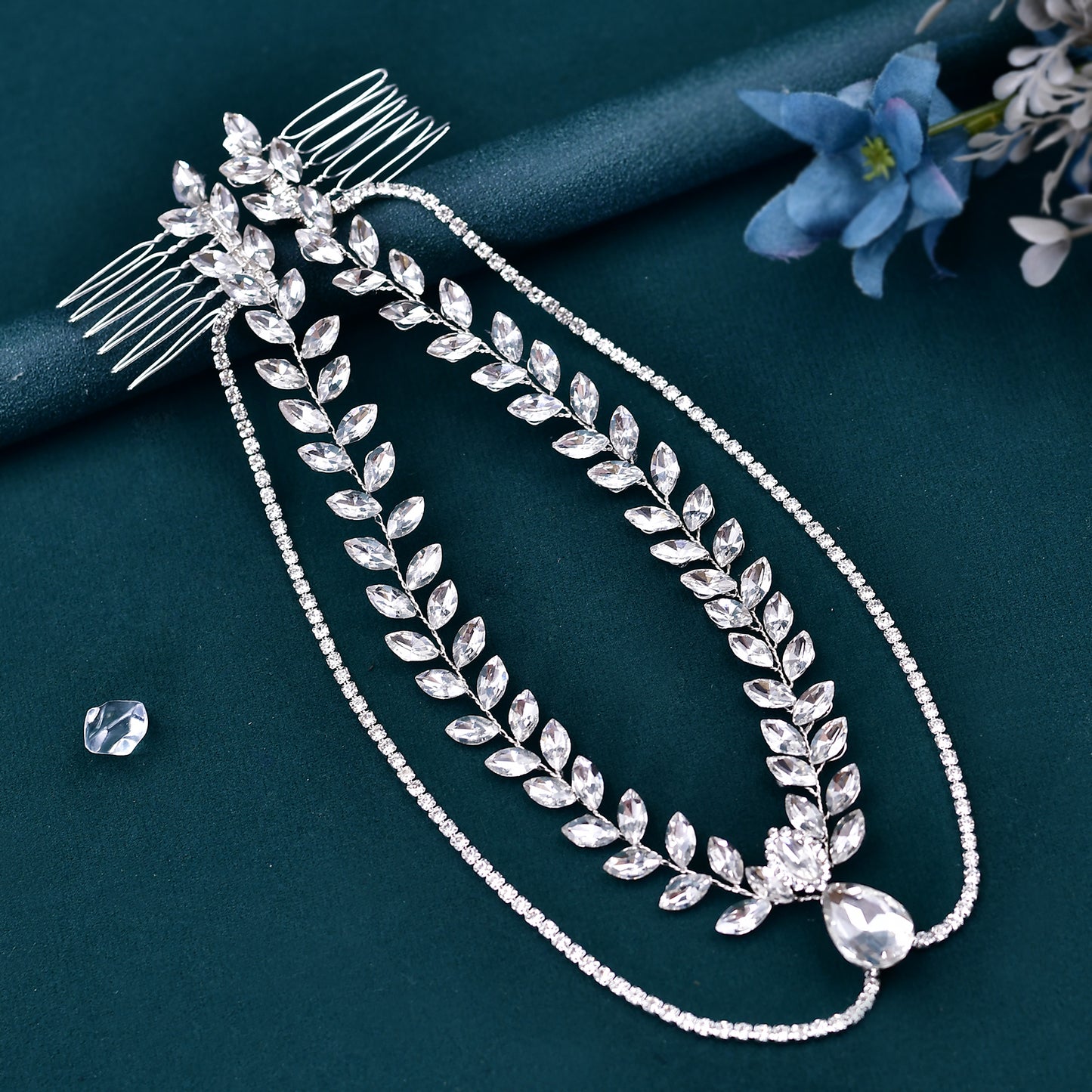 BRIDELLA BHP524 Wedding Headband Bride Rhinestone Forehead Head Chain Bridal Headpiece Pageant Hair Comb Tiara Woman Headwear