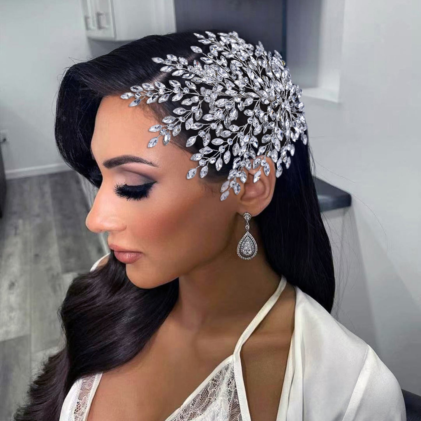 BRIDELLA BHP438 Shiny Bridal Headdress Luxury Wedding Headband Women Hair Accessories Queen Headpiece Party Banquet Headwear