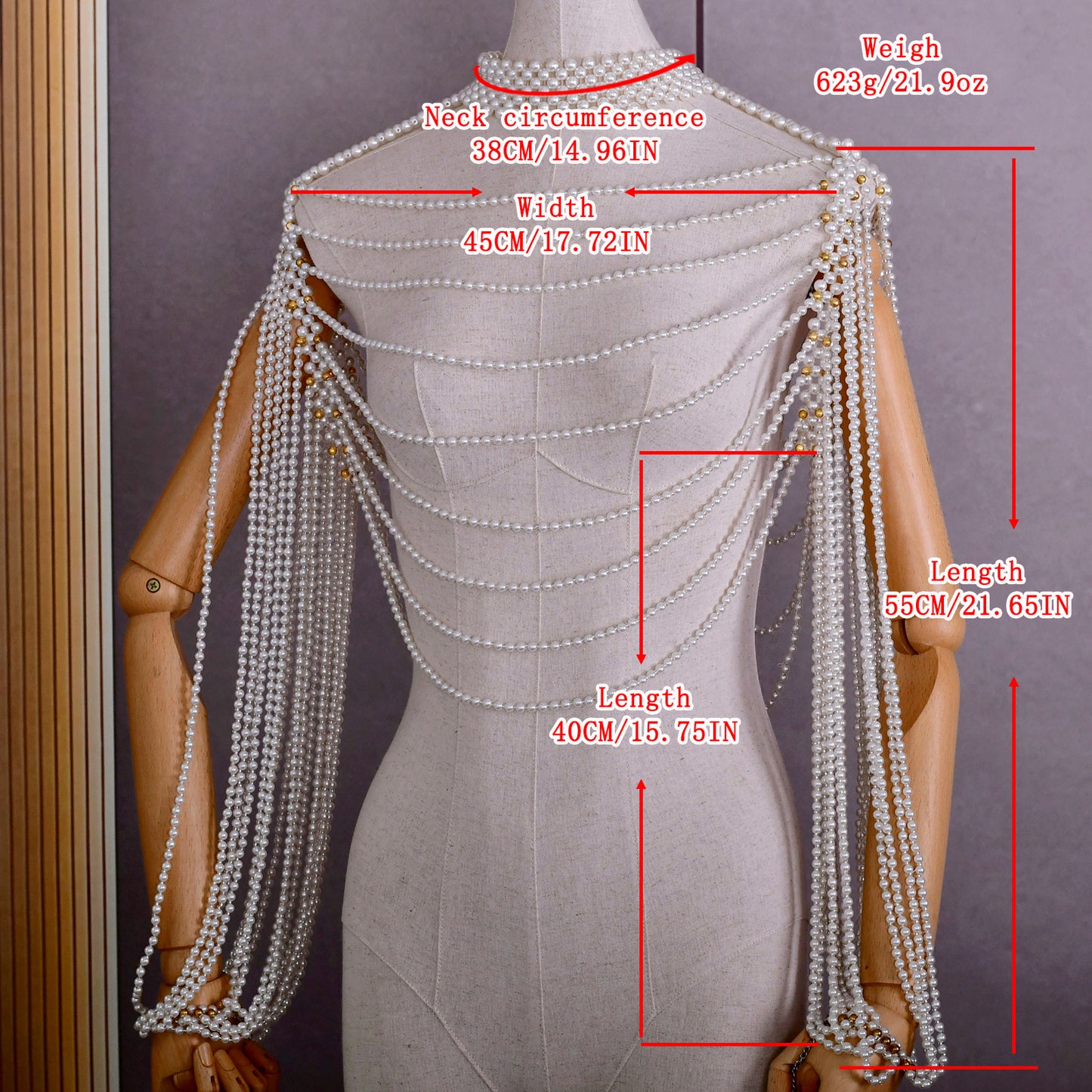BRIDELLA BVG67 Women's Handmade Beaded Shawl Beach Bikini Body Chain Bridal Shoulder Chain