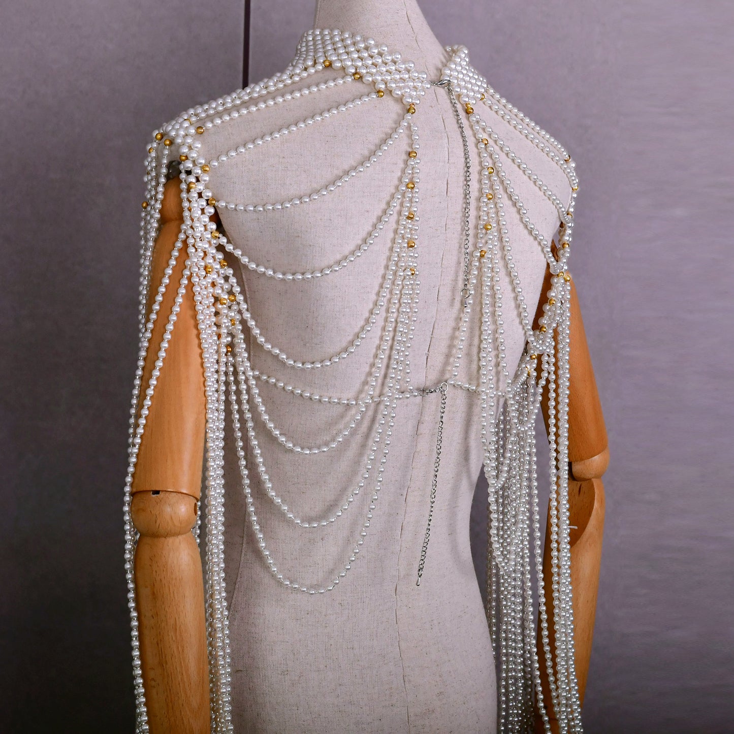 BRIDELLA BVG67 Women's Handmade Beaded Shawl Beach Bikini Body Chain Bridal Shoulder Chain