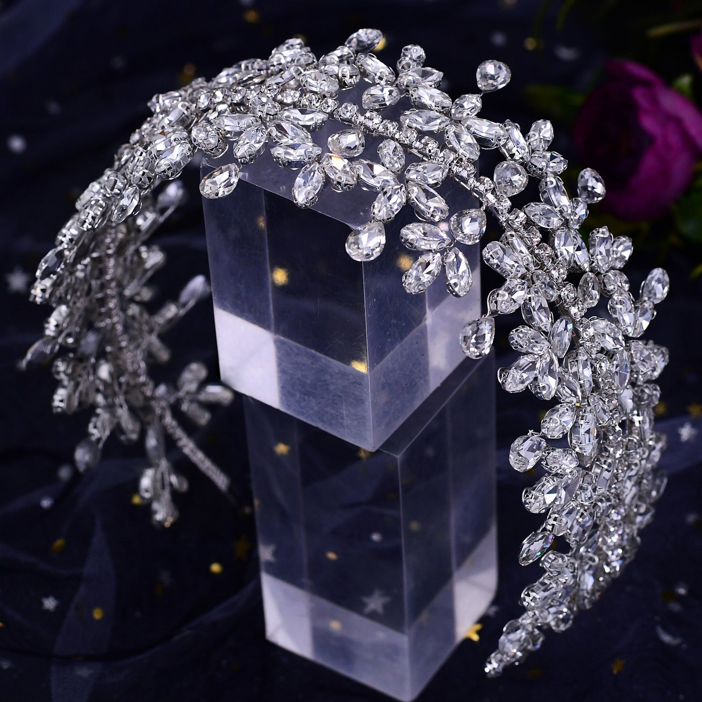 BRIDELLA BHP404 Luxurious Bridal Headband Wedding Hairbands Rhinestone Wedding Hair Accessories Bride Hair Tiaras And Crowns