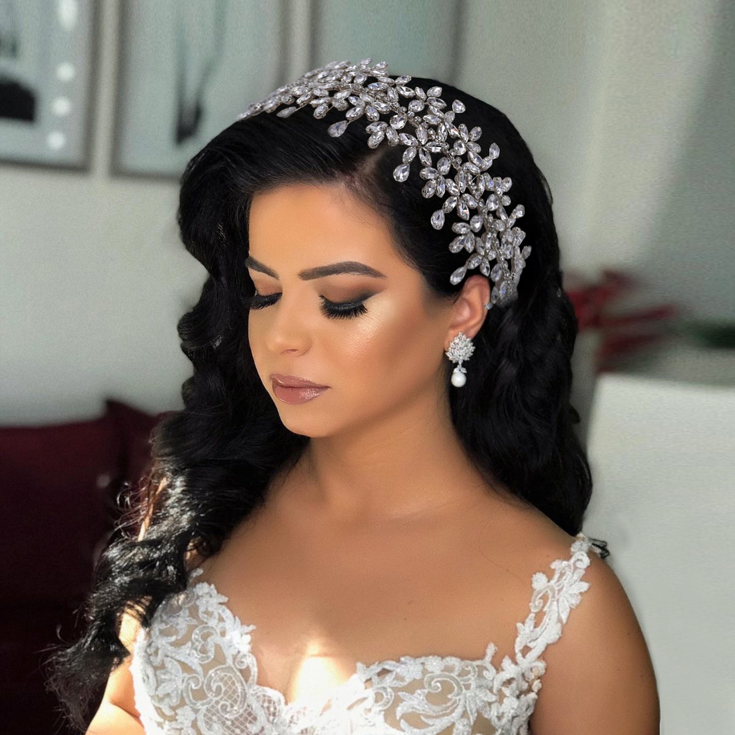 BRIDELLA BHP404 Luxurious Bridal Headband Wedding Hairbands Rhinestone Wedding Hair Accessories Bride Hair Tiaras And Crowns