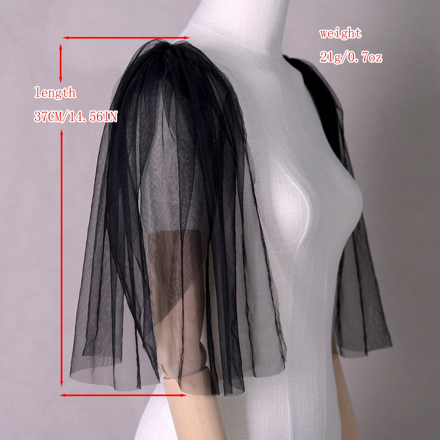 BRIDELLA BVG40 Fashion Black Tulle Dress False Sleeves Bridal Wedding Dress Shoulder Decoration Shawl