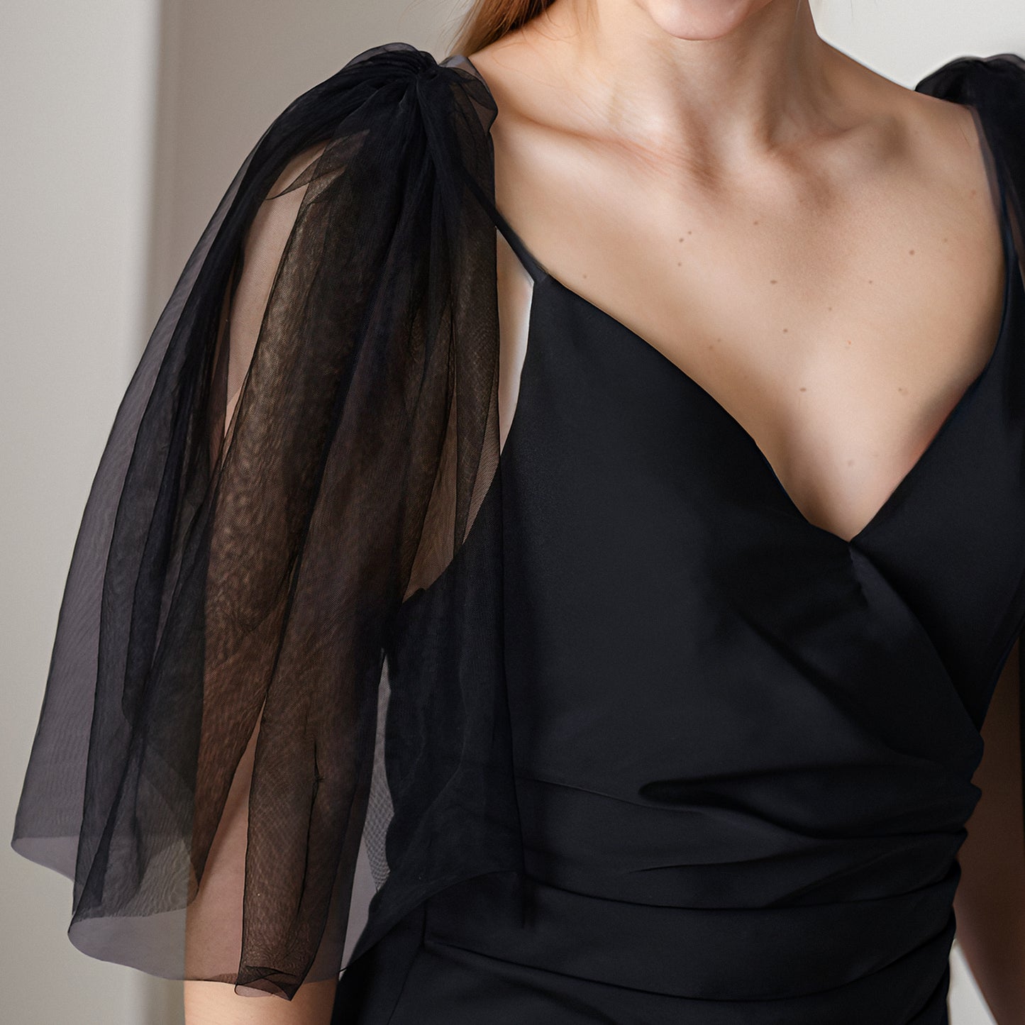 BRIDELLA BVG40 Fashion Black Tulle Dress False Sleeves Bridal Wedding Dress Shoulder Decoration Shawl