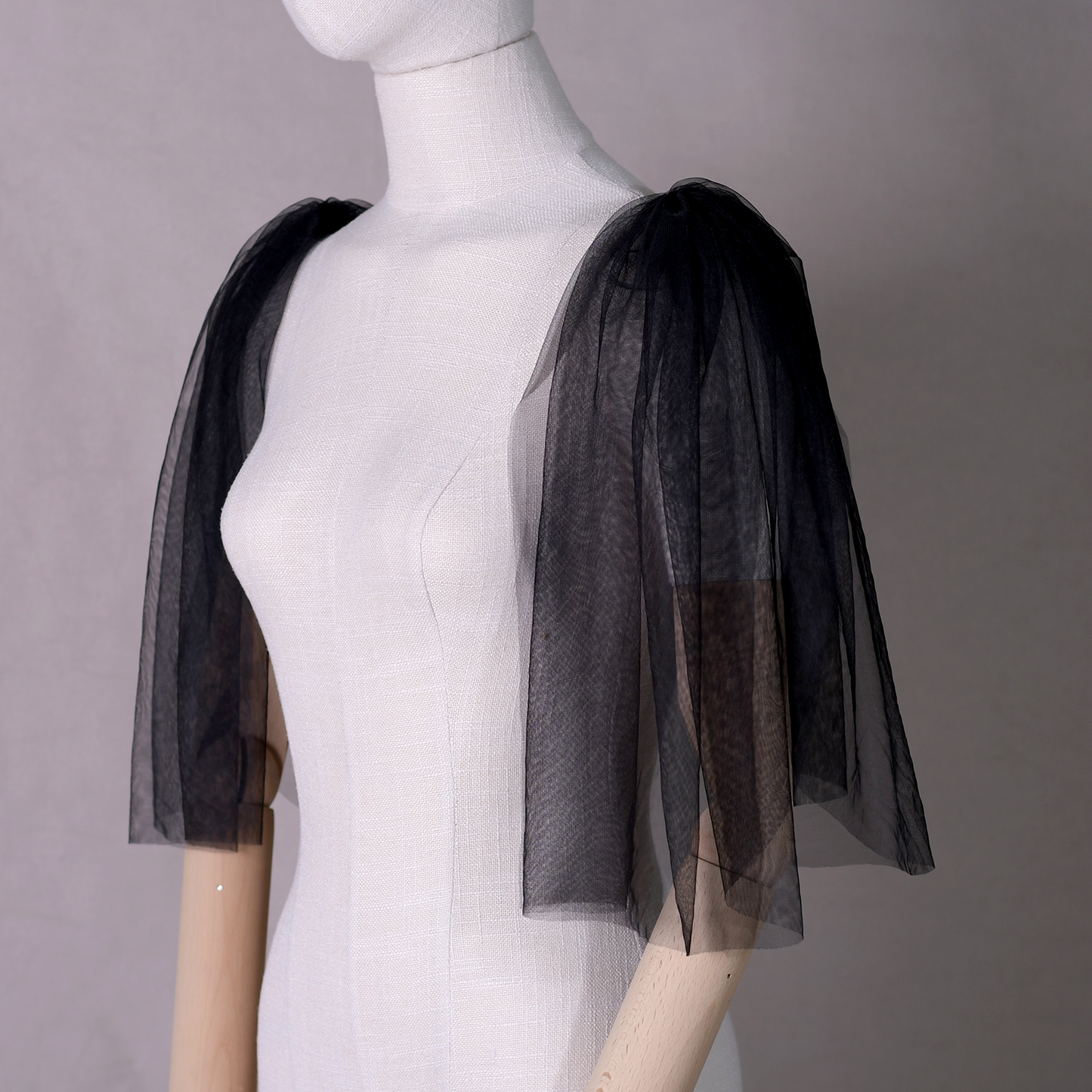 BRIDELLA BVG40 Fashion Black Tulle Dress False Sleeves Bridal Wedding Dress Shoulder Decoration Shawl