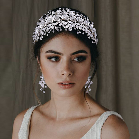 BRIDELLA BHP349 Bridal Hair Accessories Wedding Headpiece Bridal Headband Alloy Flower Women Headwear Bridesmaid Headdress