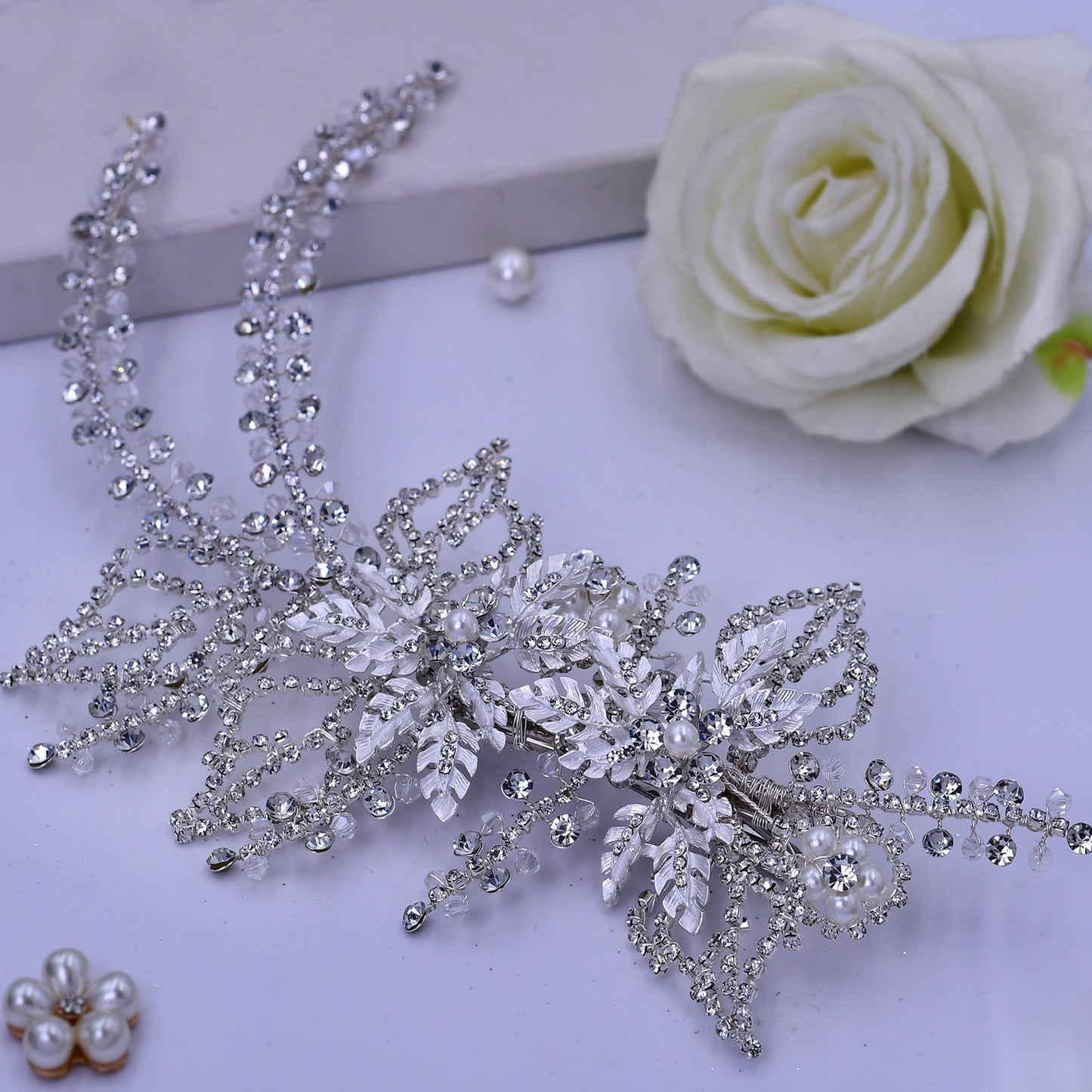 BRIDELLA BHP254 Wedding Hair Accessories Rhinestone Tiara Bridal Headdress Pageant Crown Woman Hair Clip Bridal Hairpin for Party