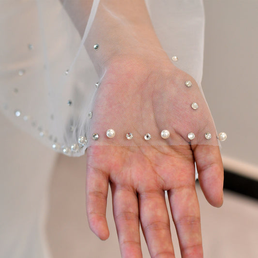 MG31-I ivory rhinestone pearl shawl